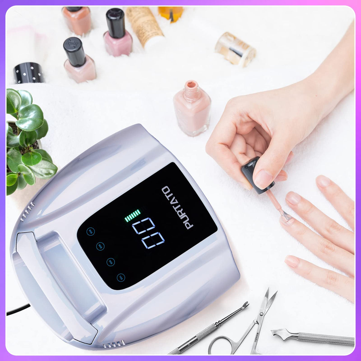 PURTATO 96W Rechargeable Cordless UV LED Nail Lamp