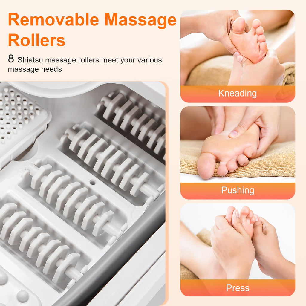 Collapsible Foot Spa Massager with Heat, Bubbles and Massage Rollers