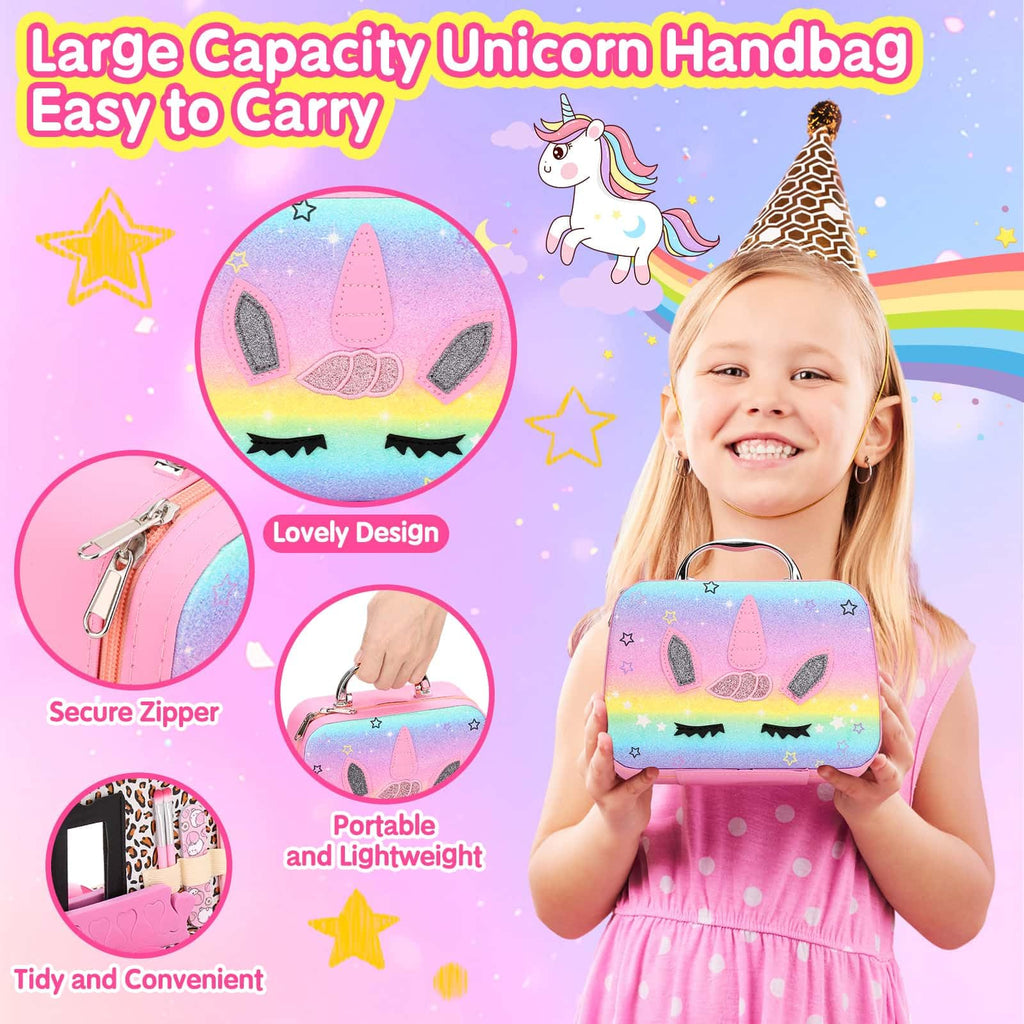 Rainbow Unicorn Kids Nail Polish and Press-On Nails Art Kit