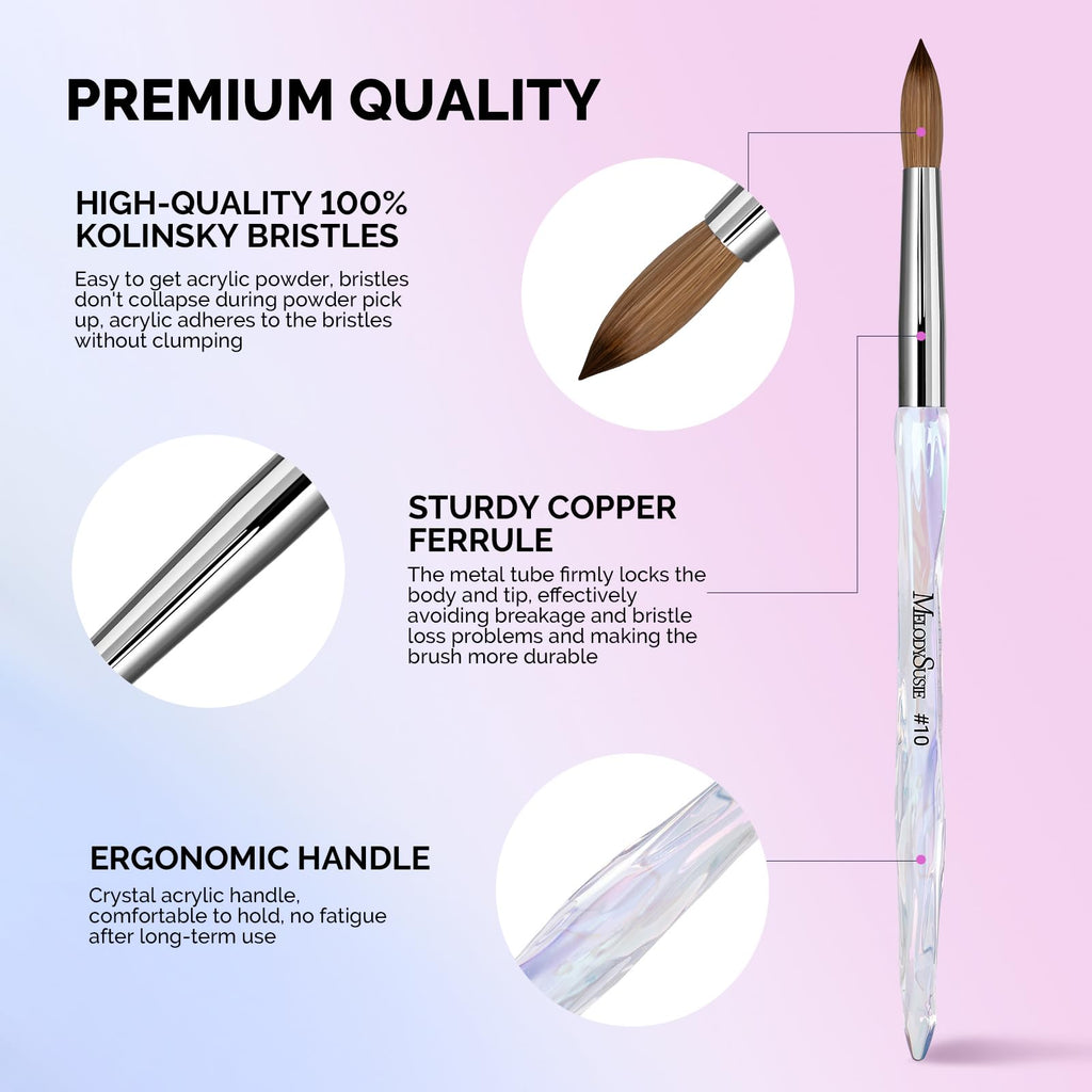 MelodySusie Acrylic Nail Brush for Nail Extension and 3D Nail Art