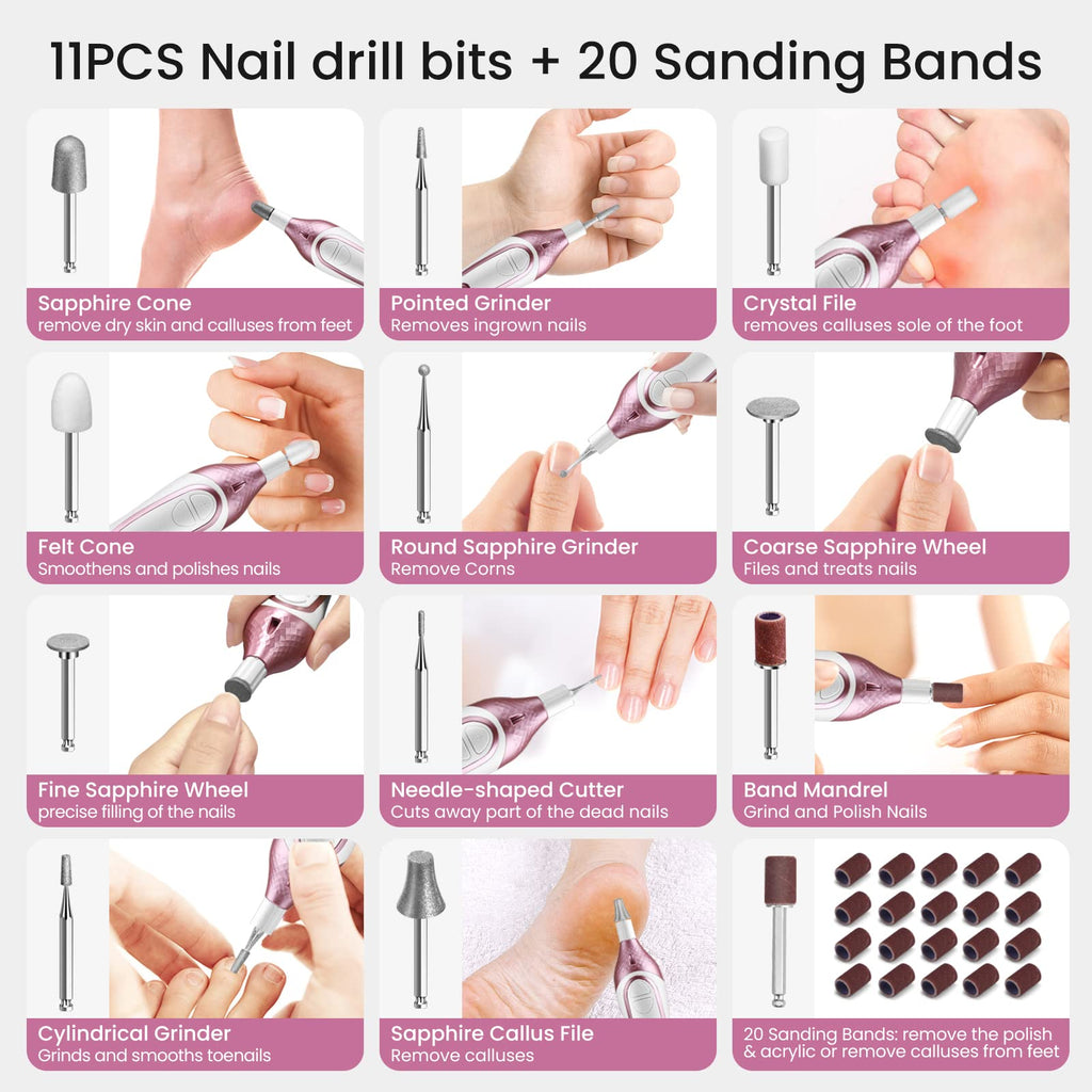 36-Piece Professional Cordless Electric Manicure and Pedicure Nail Drill Kit