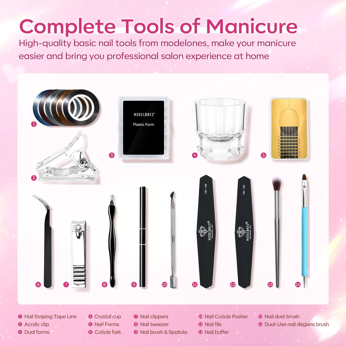 Modelones Poly Nail Gel Kit with UV/LED Lamp and Nail Art Supplies