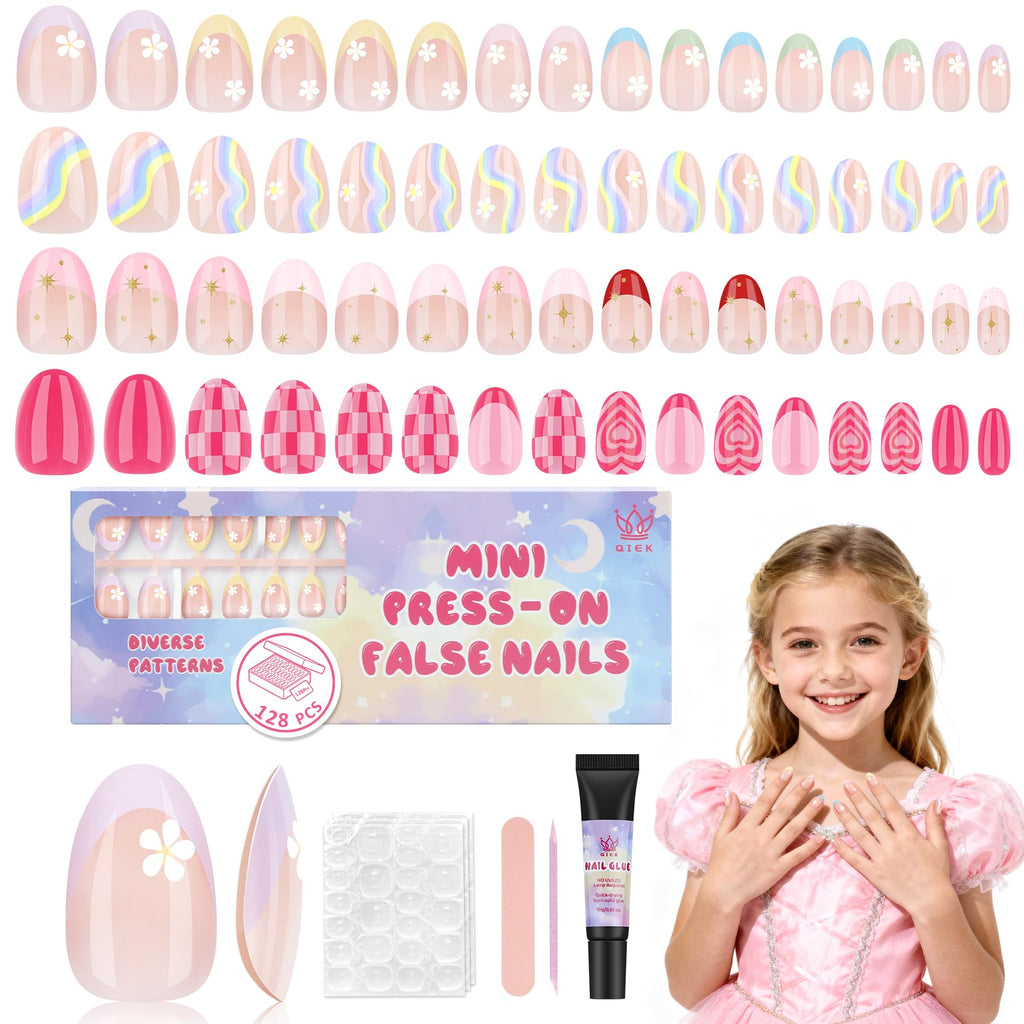 Kids Press-On Nail Kit with Adhesives and Nail Tools