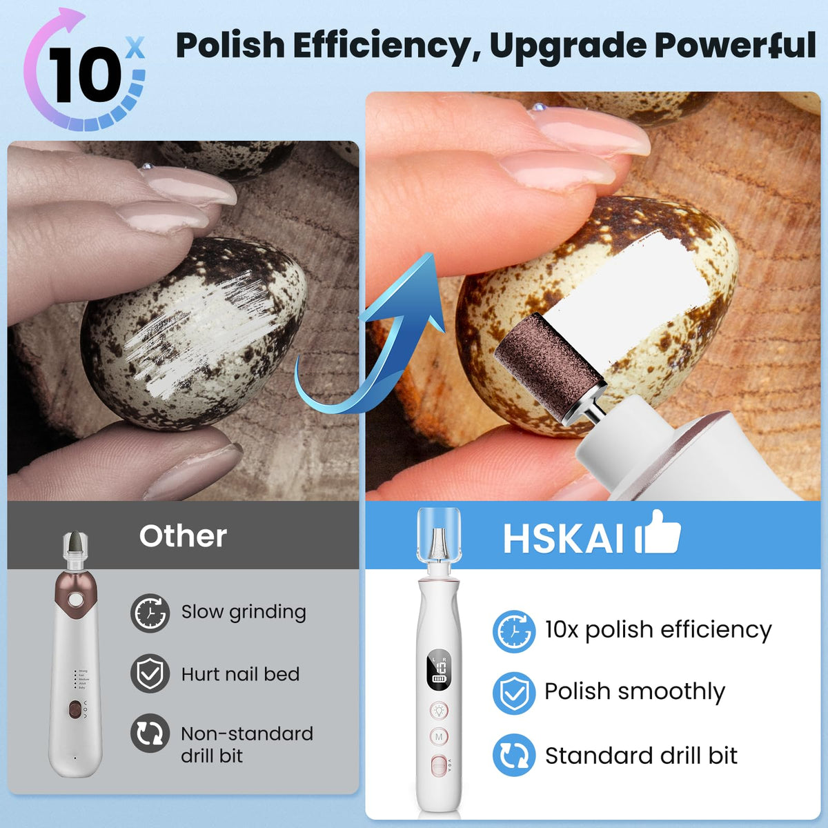 Cordless Electric Nail File Drill, 10-Speed Rechargeable Manicure Pedicure Kit