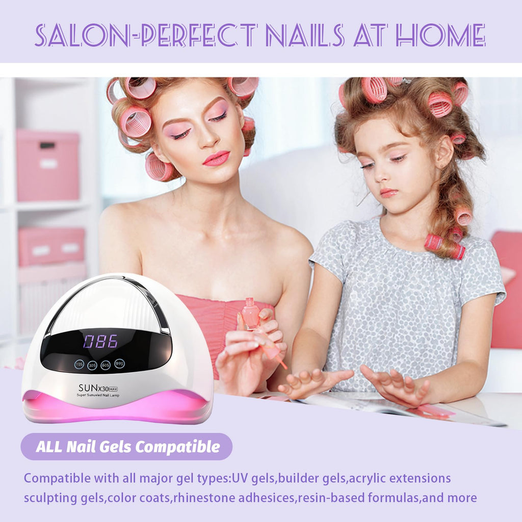 500W UV LED Nail Lamp, 90-LED Gel Nail Dryer with LCD Display