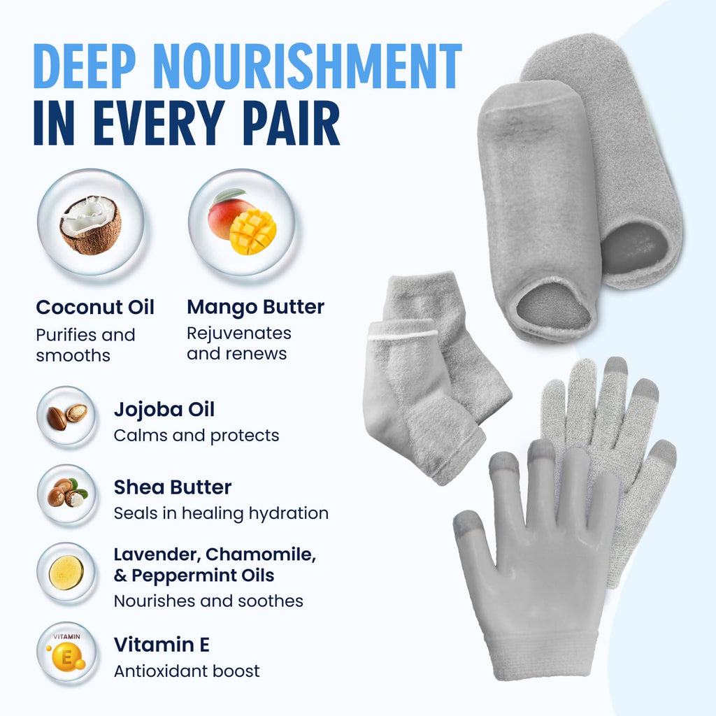 Dr. Frederick's Original Moisturizing Gel Socks and Gloves Set, 3 Pairs