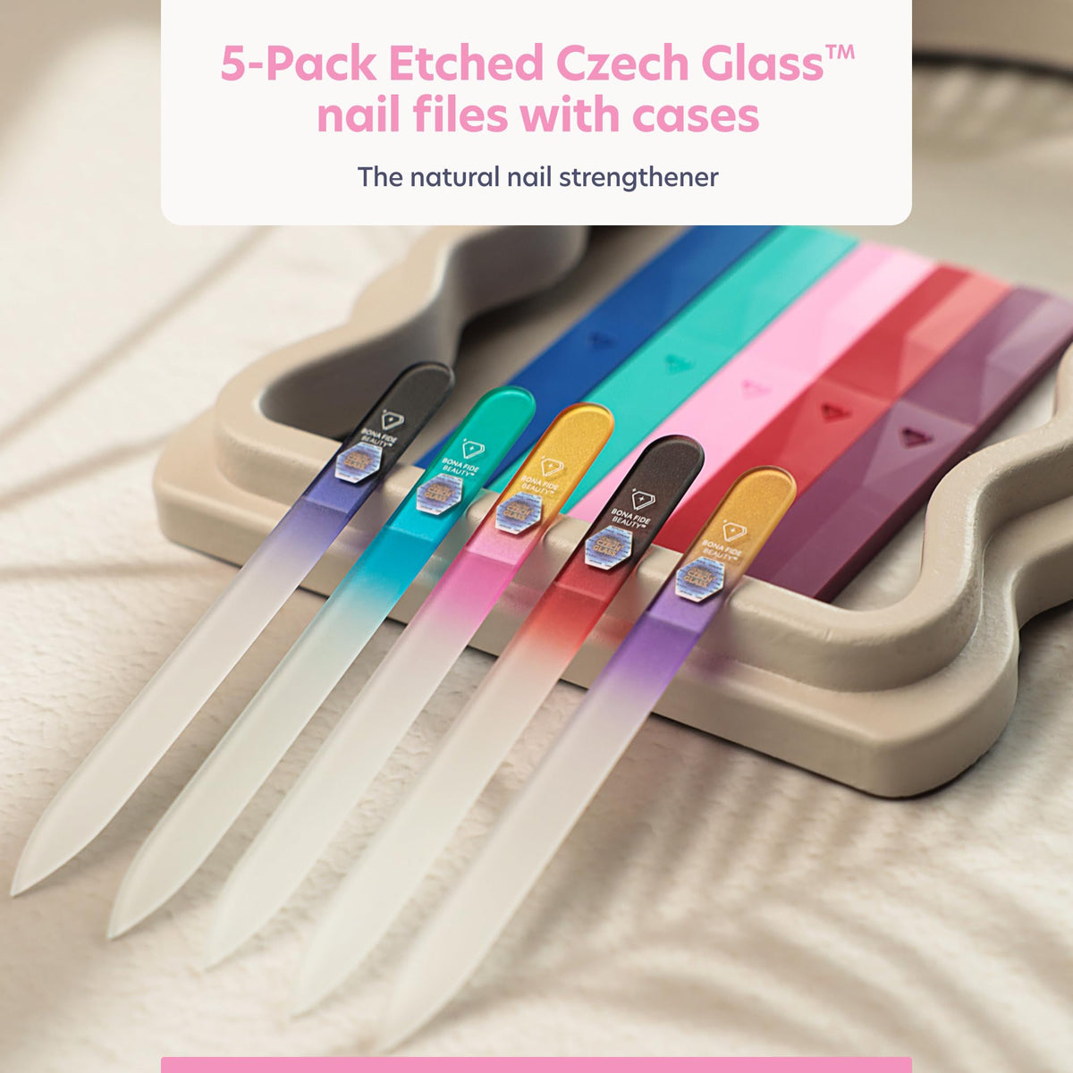 Bona Fide Beauty Czech Glass Nail File Set with Hard Cases