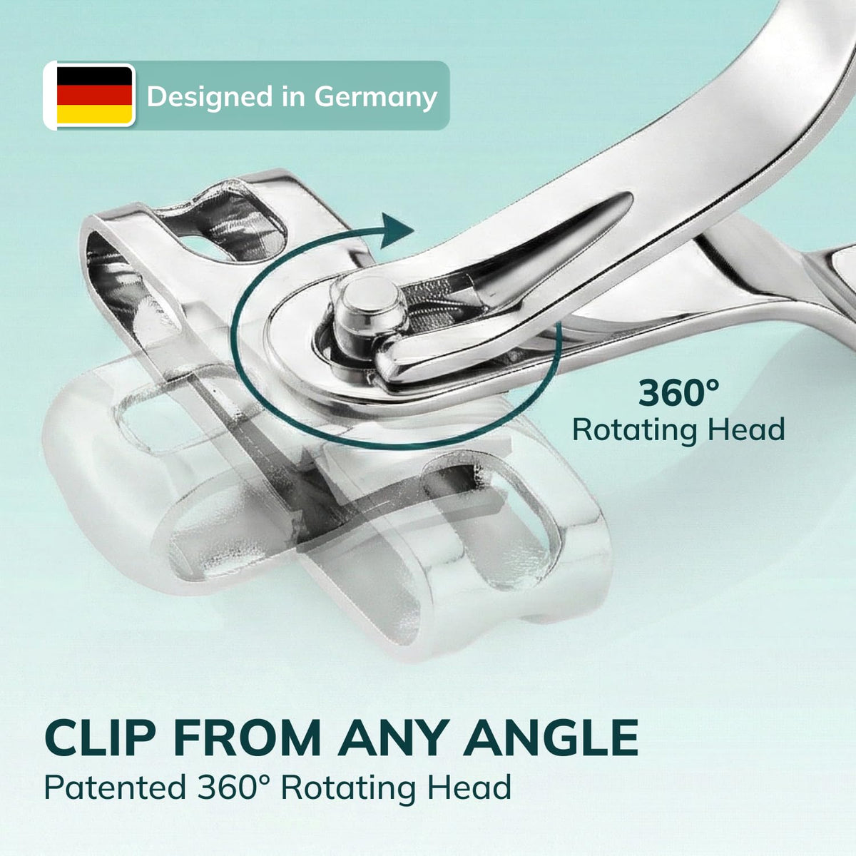 Swissker Professional Stainless Steel Nail Clippers with Rotating Head