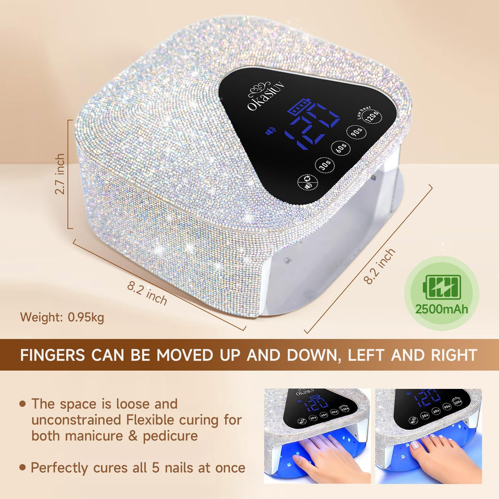 UV LED Nail Lamp with UV Gloves, Rechargeable Gel Polish Dryer
