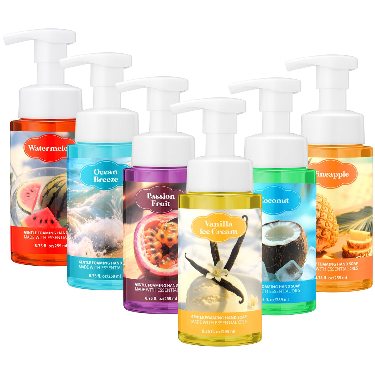 6 Pack Foaming Liquid Hand Soap with Pump, Moisturizing Scented Hand Wash