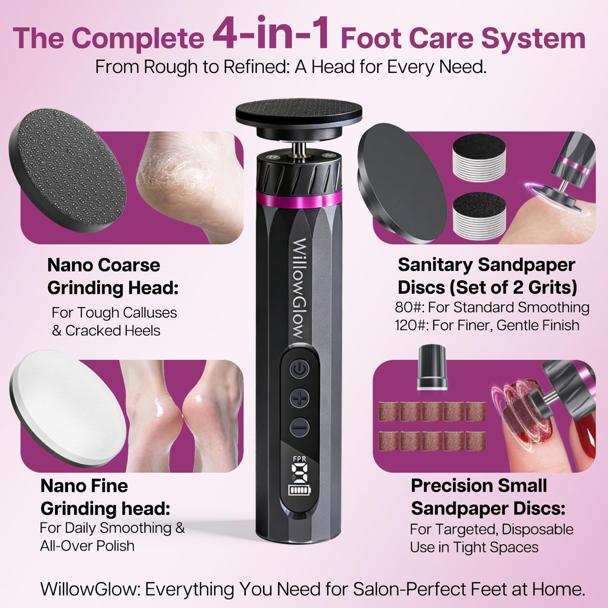 Professional Electric Foot Callus Remover with 9-Speed Cordless Foot File