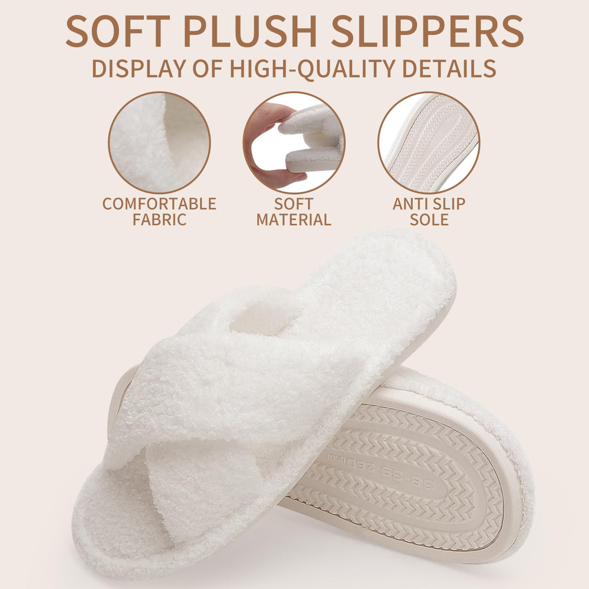 Sophproton 12-Pair Fuzzy Plush Slippers Wedding Favors with Cross Band