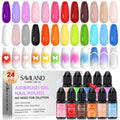 SAVILAND HEMA-Free Airbrush Gel Nail Polish, 24-Color Water-Based Nail Art Kit