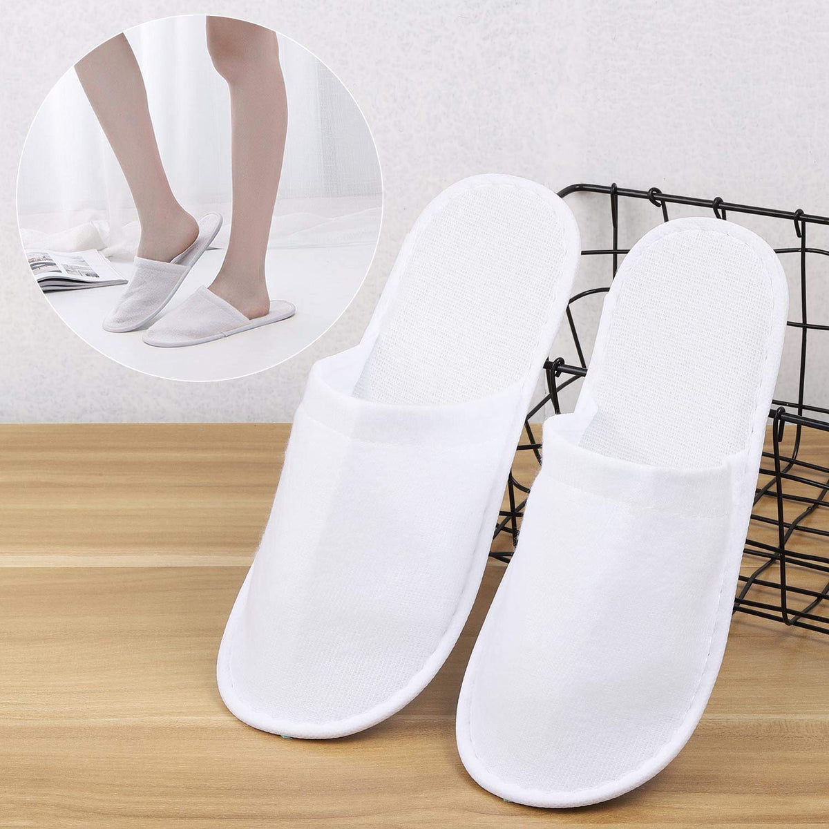 Tbestmax 24 Pairs Disposable Closed-Toe Spa Slippers