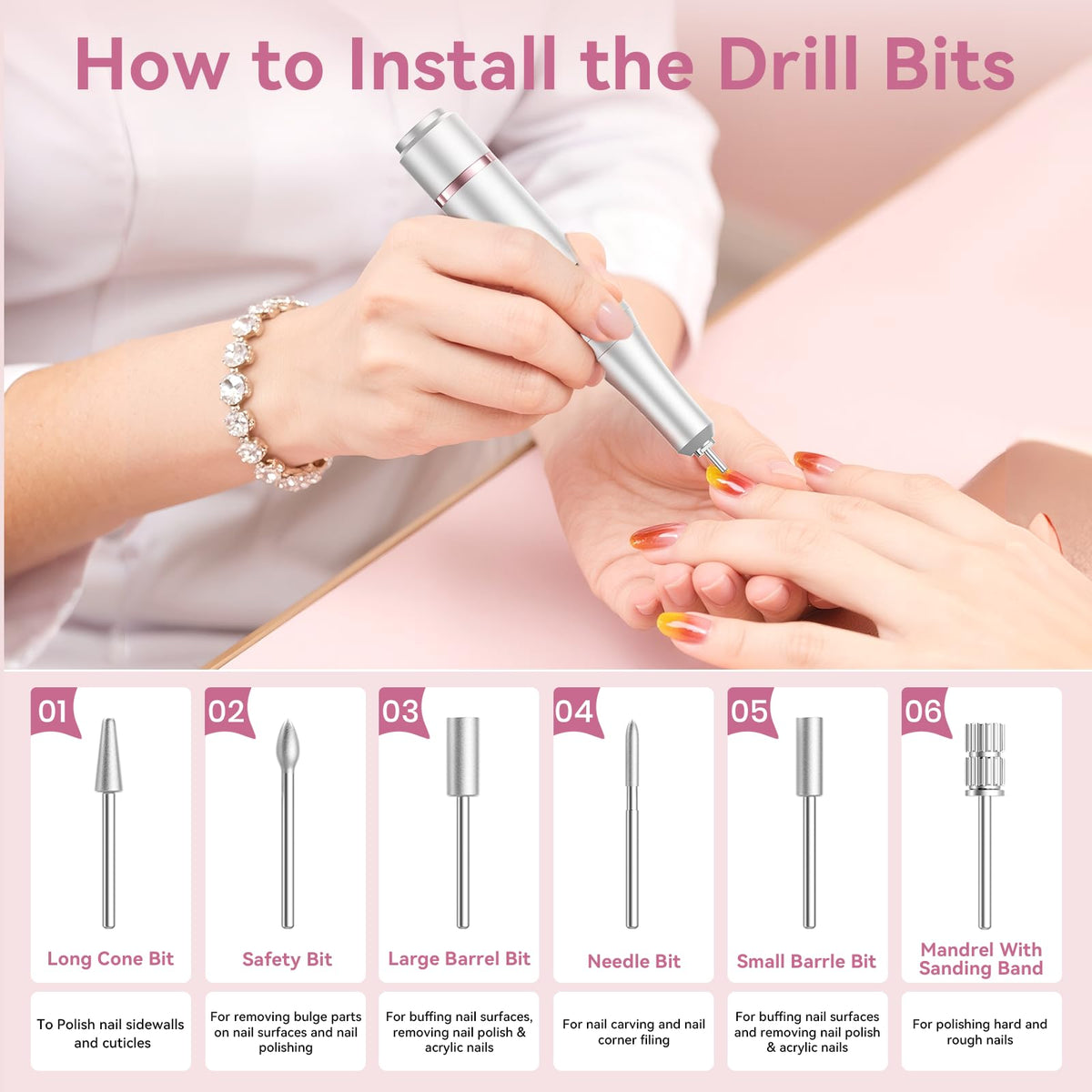 Hoxida Professional Electric Nail Drill 45000RPM Rechargeable Nail File Kit