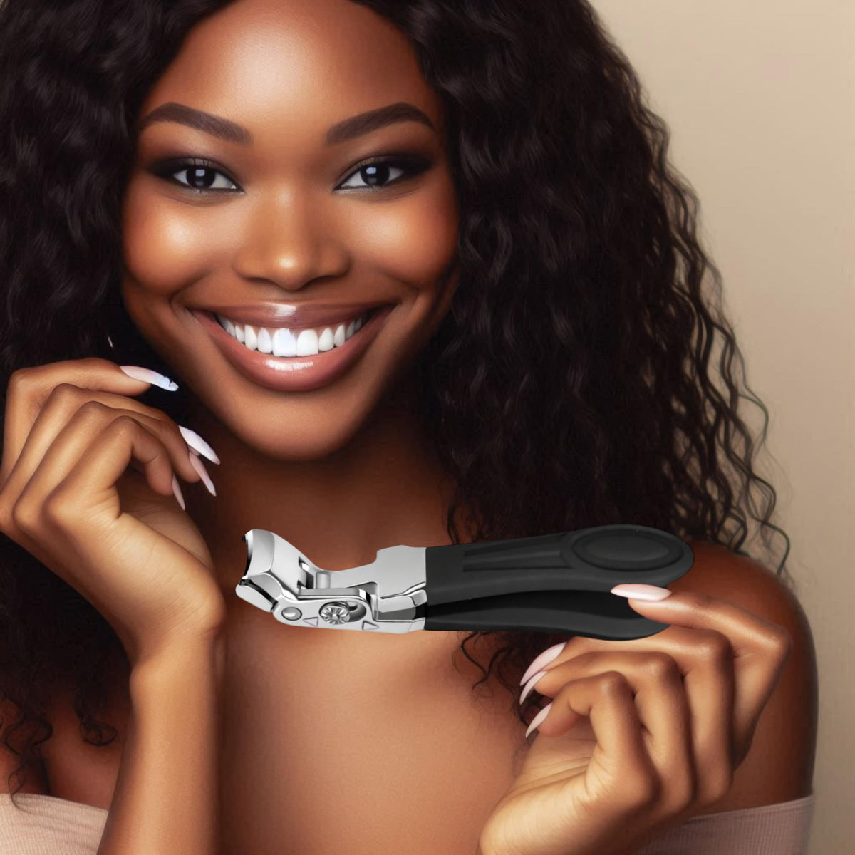 Professional Sapphire Black Angled Toenail Clippers with Nail File