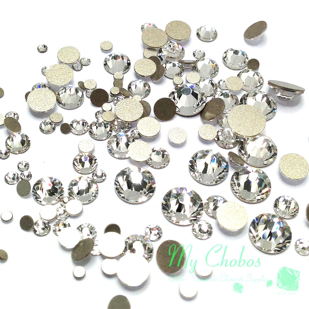 Austrian Crystal Flatback Rhinestones Mixed Sizes, 144-Piece Nail Art Set