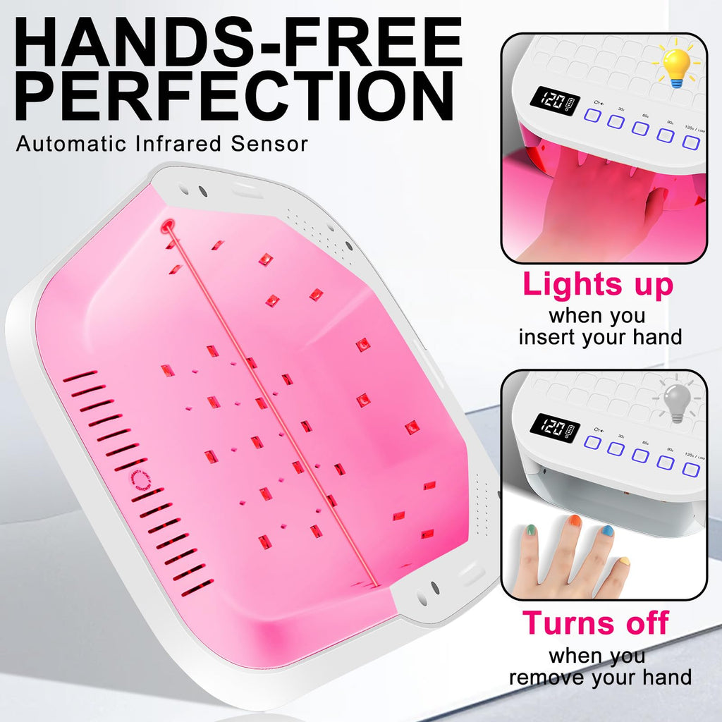 MEKK 54W Cordless UV LED Nail Lamp with Red Light and Auto Sensor