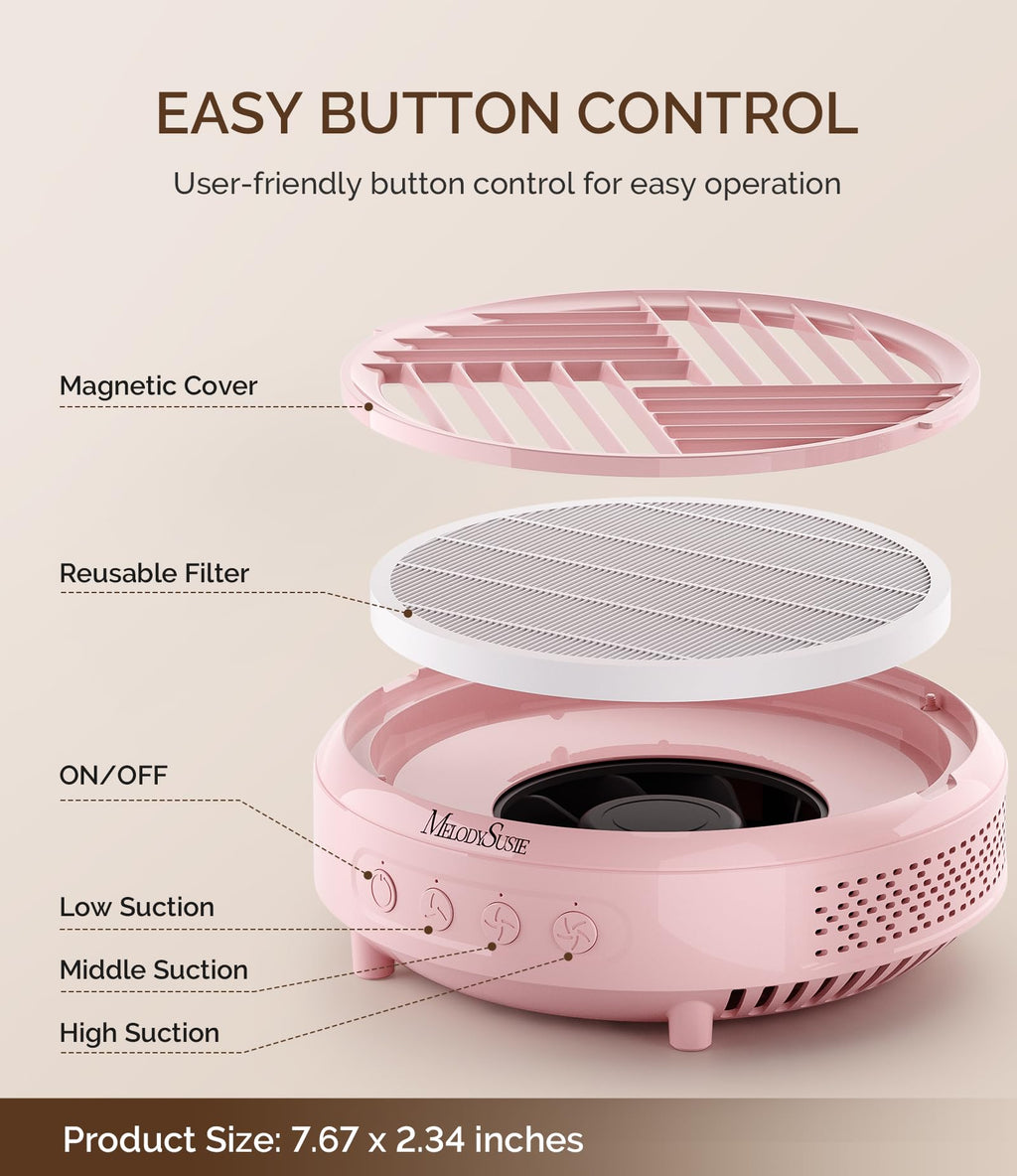 Portable Nail Dust Collector with Reusable Filter