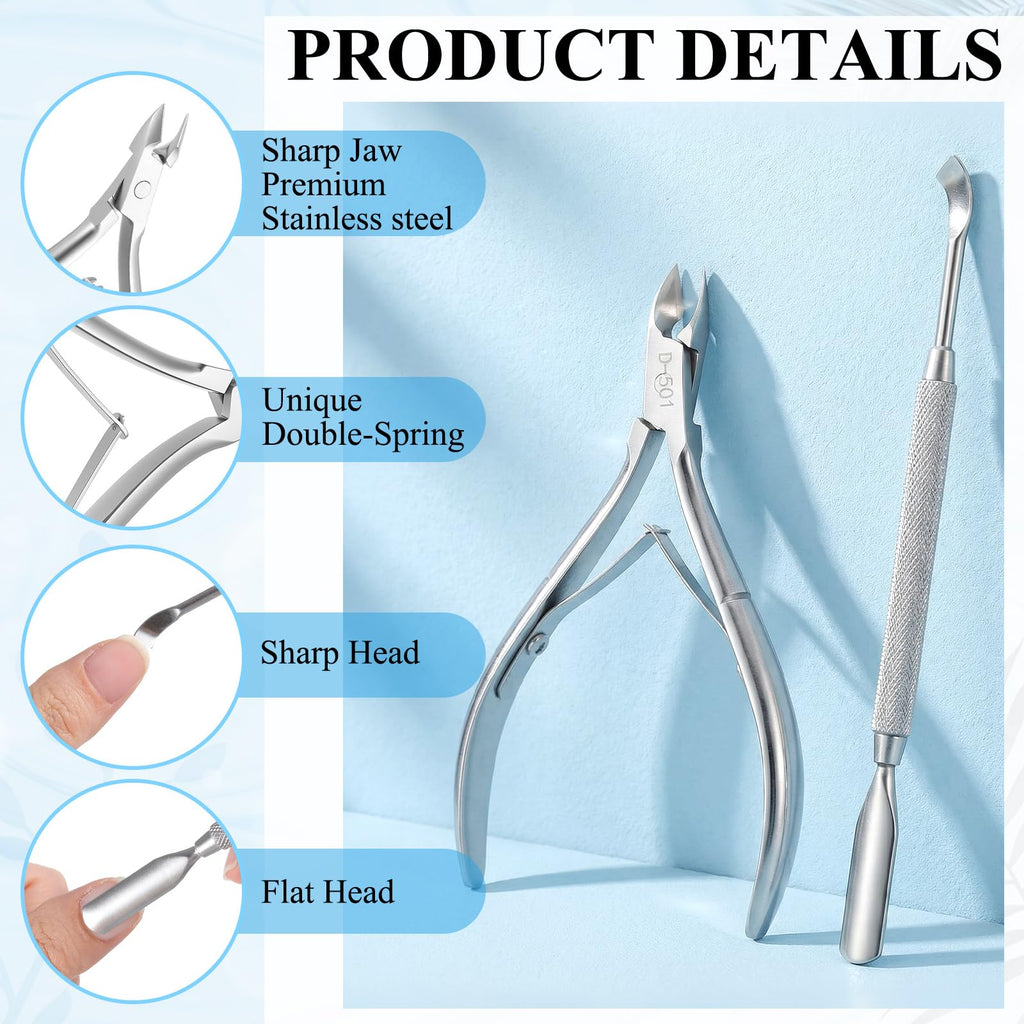 Lothee Cuticle Trimmer and Pusher Kit with Sterilization Pouches