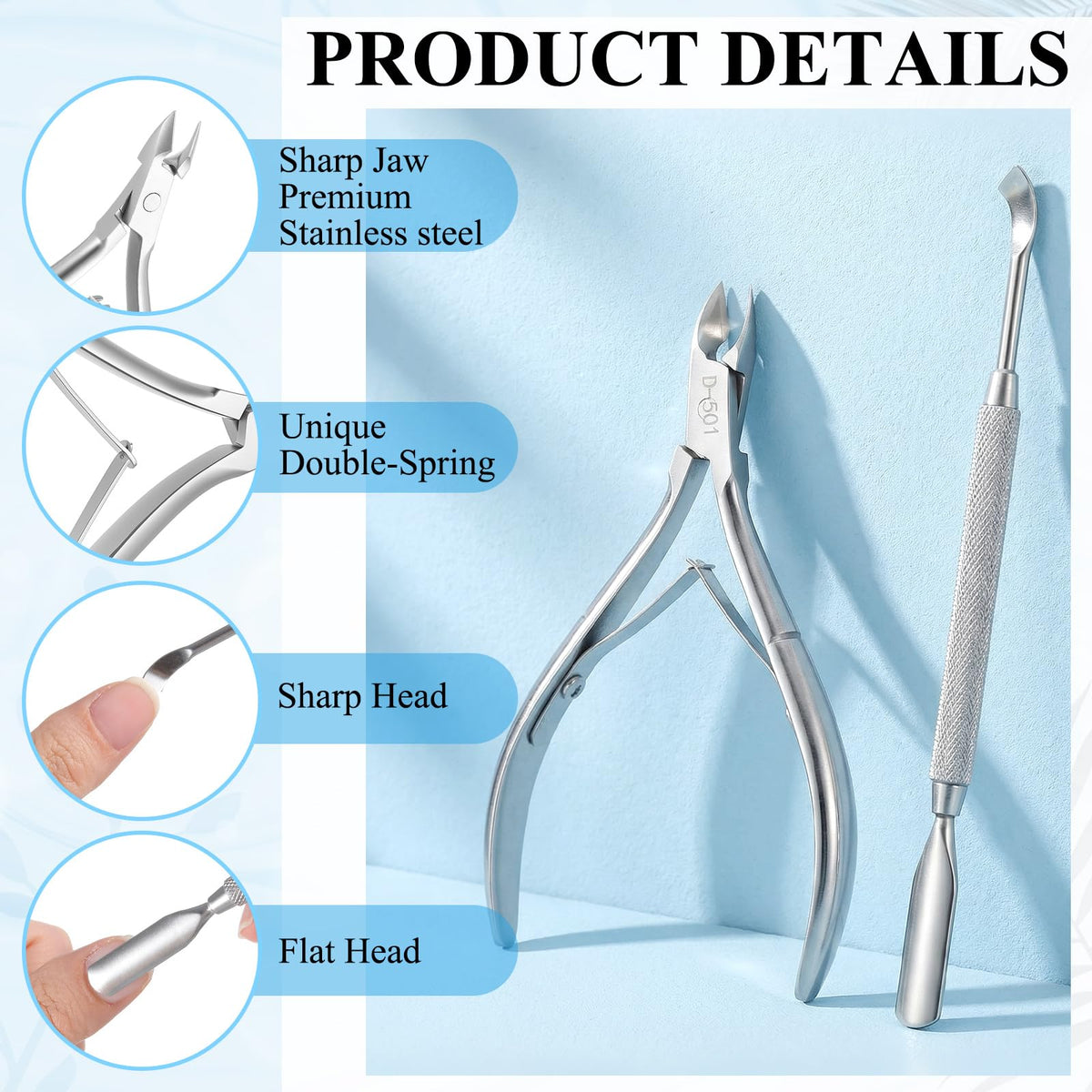 Lothee Cuticle Trimmer and Pusher Kit with Sterilization Pouches