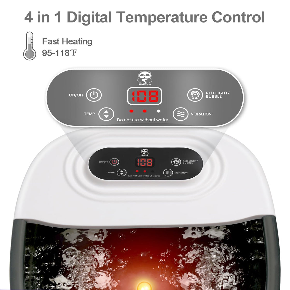 Miwhale Foot Spa Bath Massager with Heat, Bubbles, Vibration, Jets and Rollers