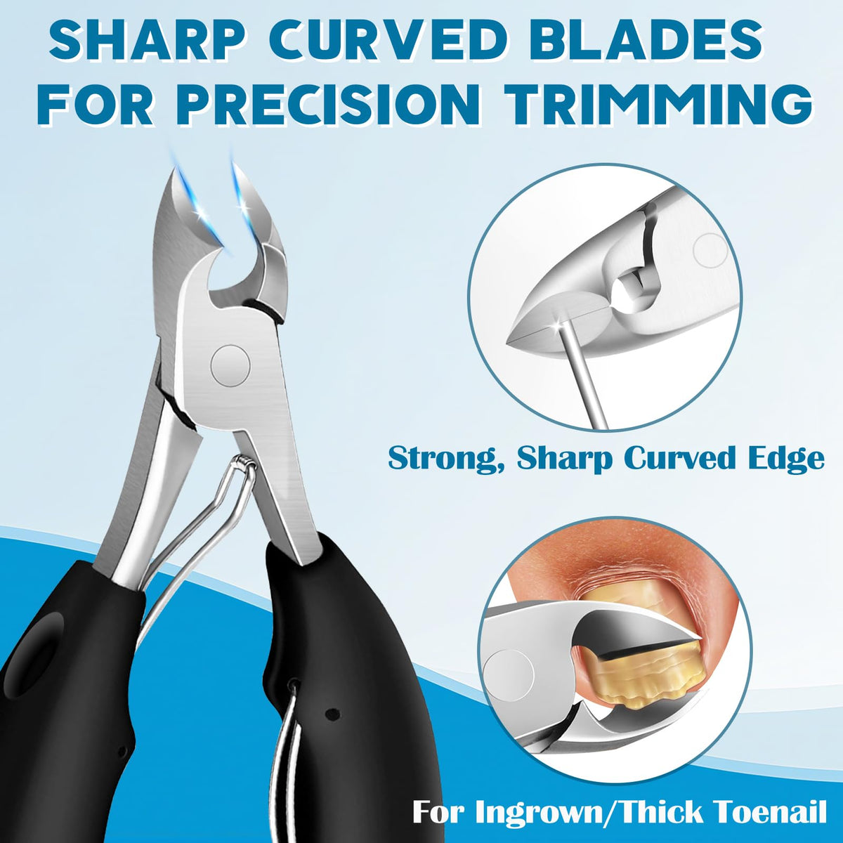 7-in-1 Black Heavy-Duty Toenail Clipper and Pedicure Kit
