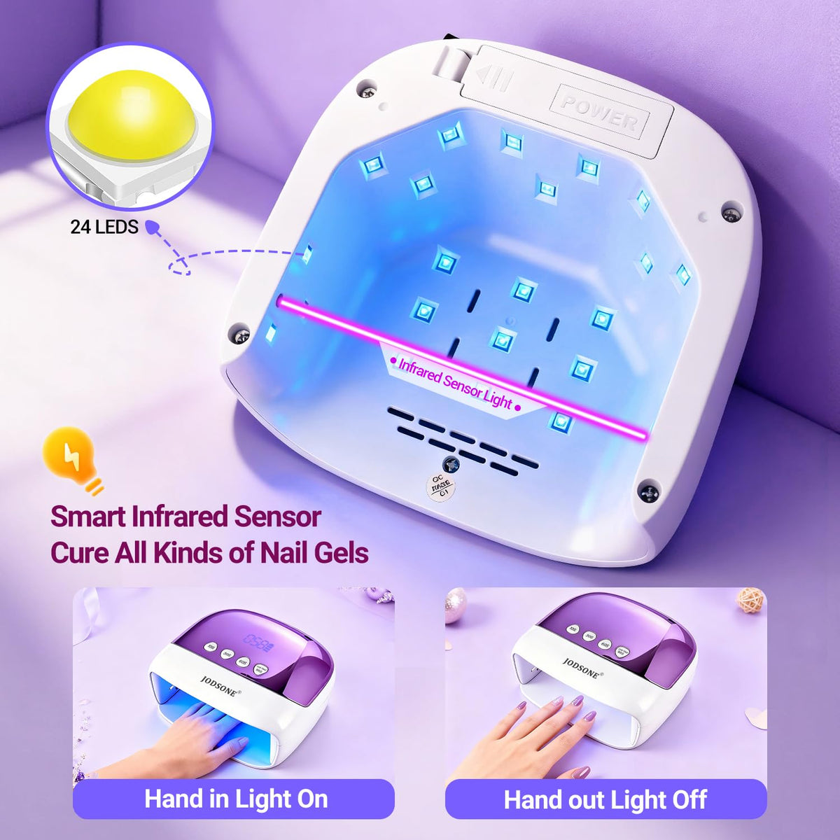 JODSONE Cordless LED Nail Lamp Rechargeable Portable Nail Dryer
