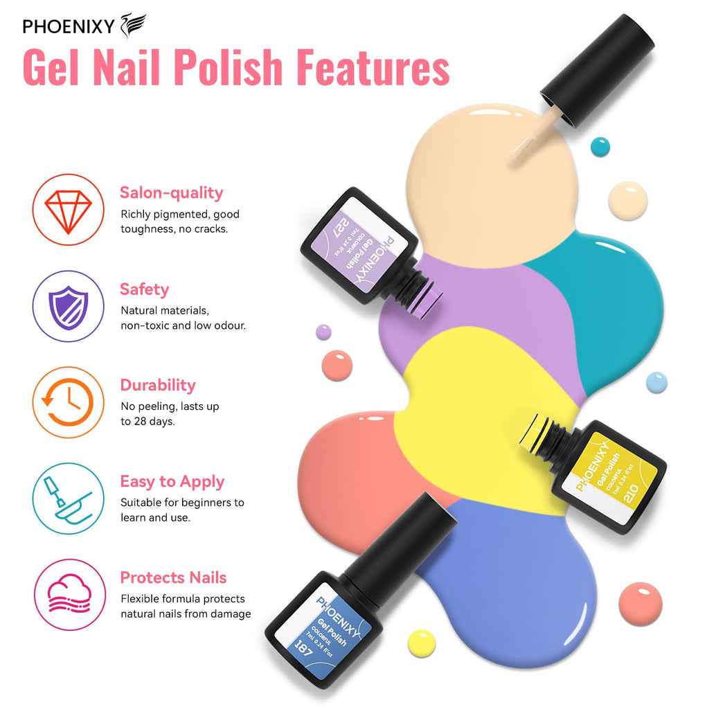 PHOENIXY Gel Nail Polish Kit with UV/LED Nail Lamp