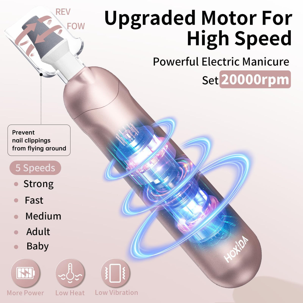 Hoxida Cordless Electric Nail Grinder Manicure Pedicure Kit