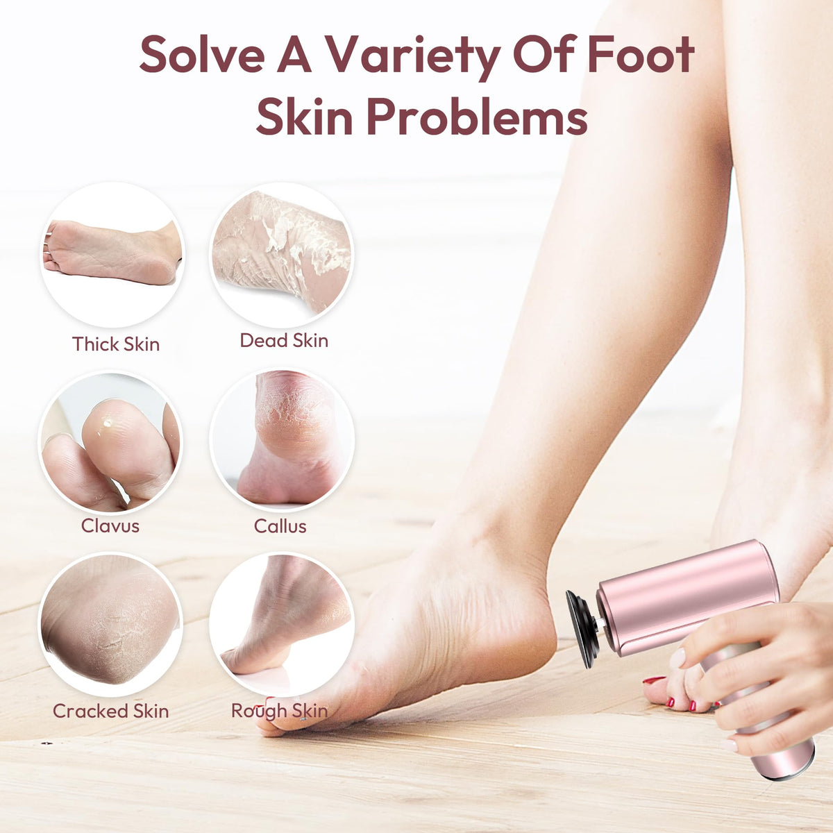 Drivox Rechargeable Electric Foot Callus Remover with 2-in-1 Sanding Heads