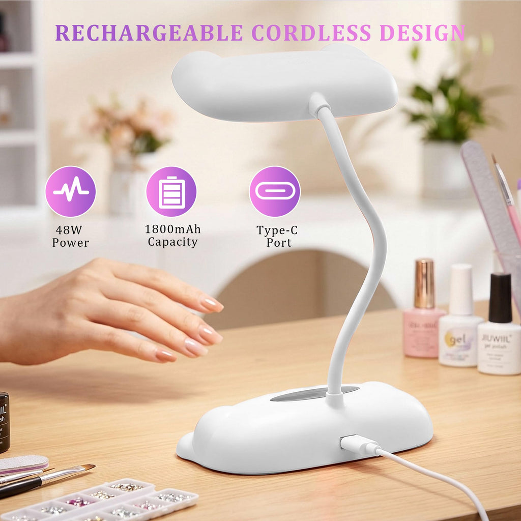JIUWIIL 48W UV LED Nail Lamp with 24 Beads and Flexible Gooseneck