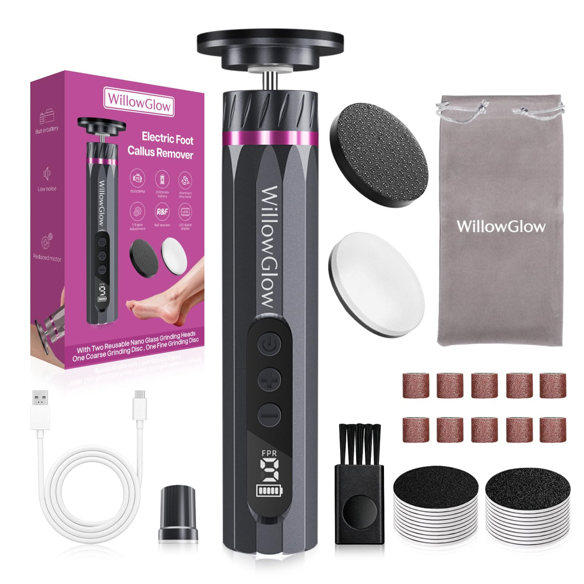 Professional Electric Foot Callus Remover with 9-Speed Cordless Foot File