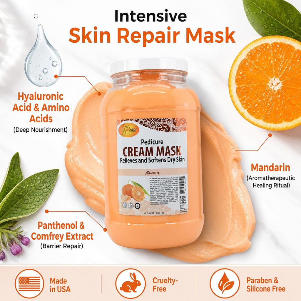SPA REDI Body and Foot Cream Mask, Mandarin, 128 Oz