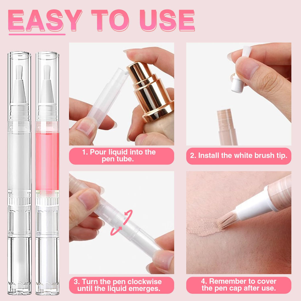 3ml Empty Twist Applicator Pens with Brush Tip, 100 Pack