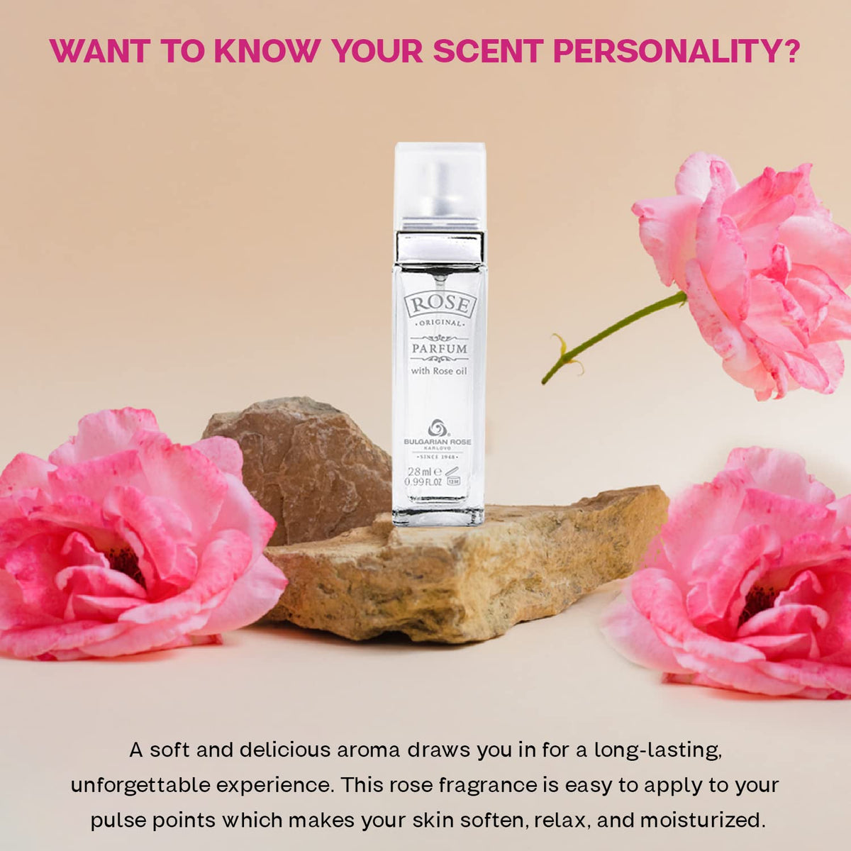 Original Bulgarian Rose Perfume with Essential Oils, 28ml