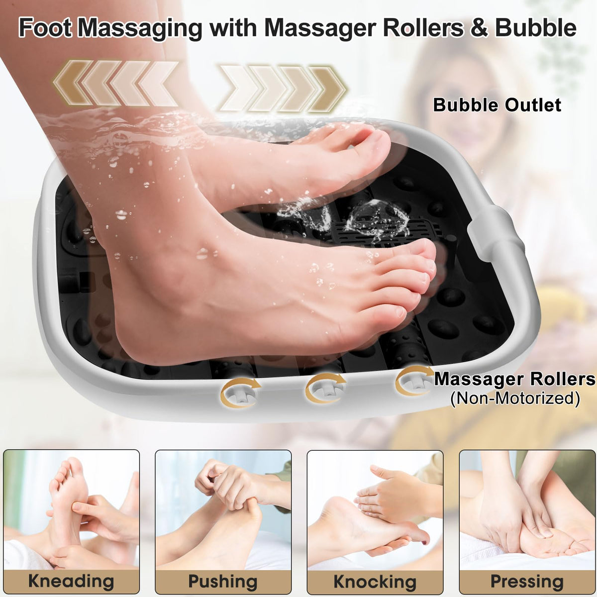 FOFOJÔY Collapsible Foot Spa Bath with Heat, Massage, Bubbles and Pedicure Kit
