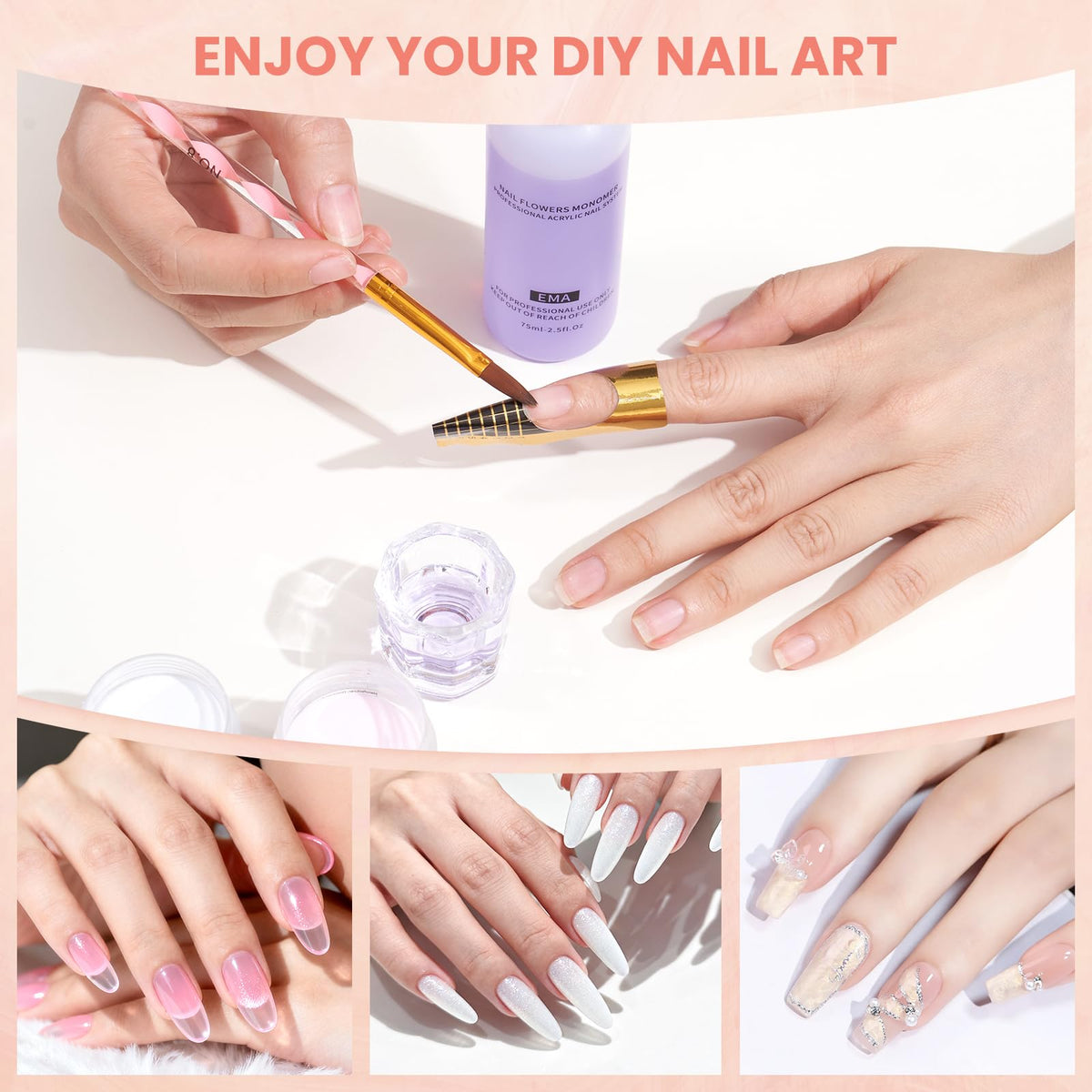 Complete Acrylic Nail Starter Kit with Practice Hand, Drill & Lamp