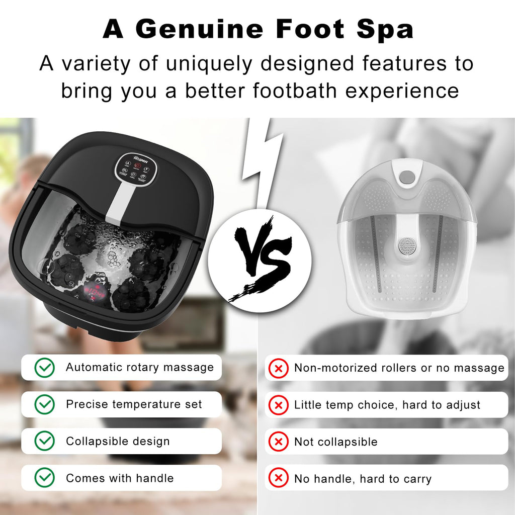 HOSPAN Collapsible Electric Foot Spa with Heat, Bubbles, Massage and Remote