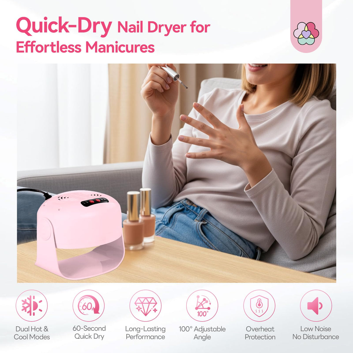 SAVILAND Nail Dryer with Adjustable Angle and Dual Drying Modes