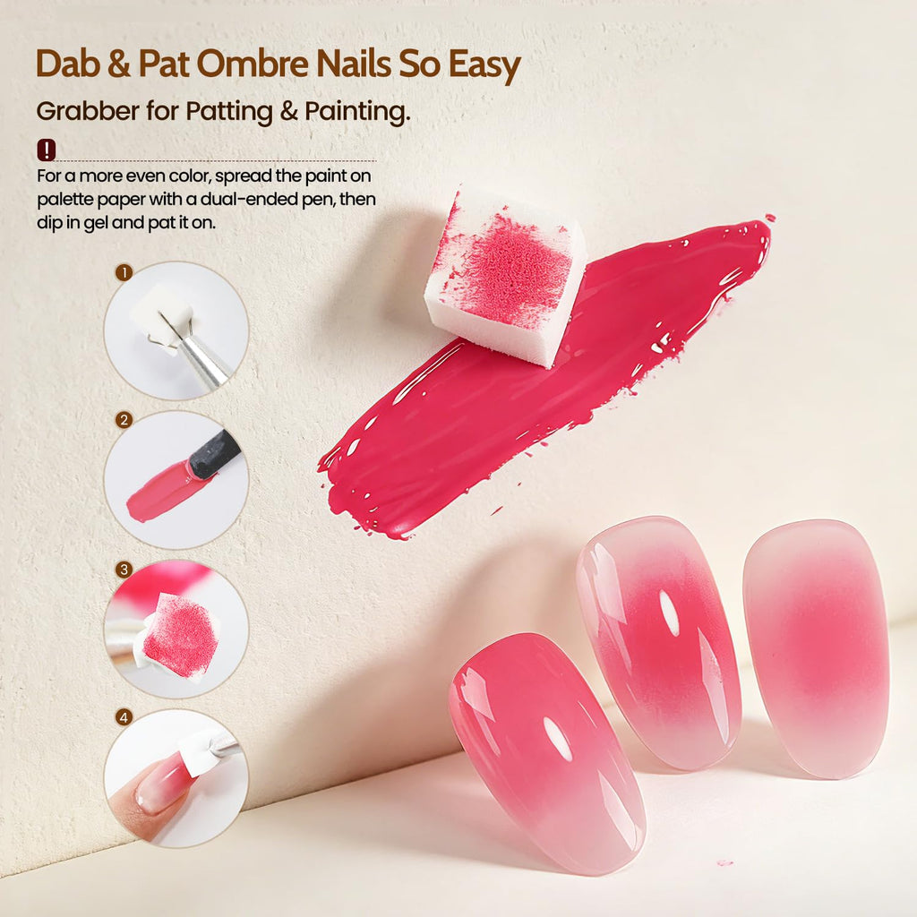 JODSONE Sponge Pat Painting Nail Gel Set, 32 Colors with Nail Art Tools