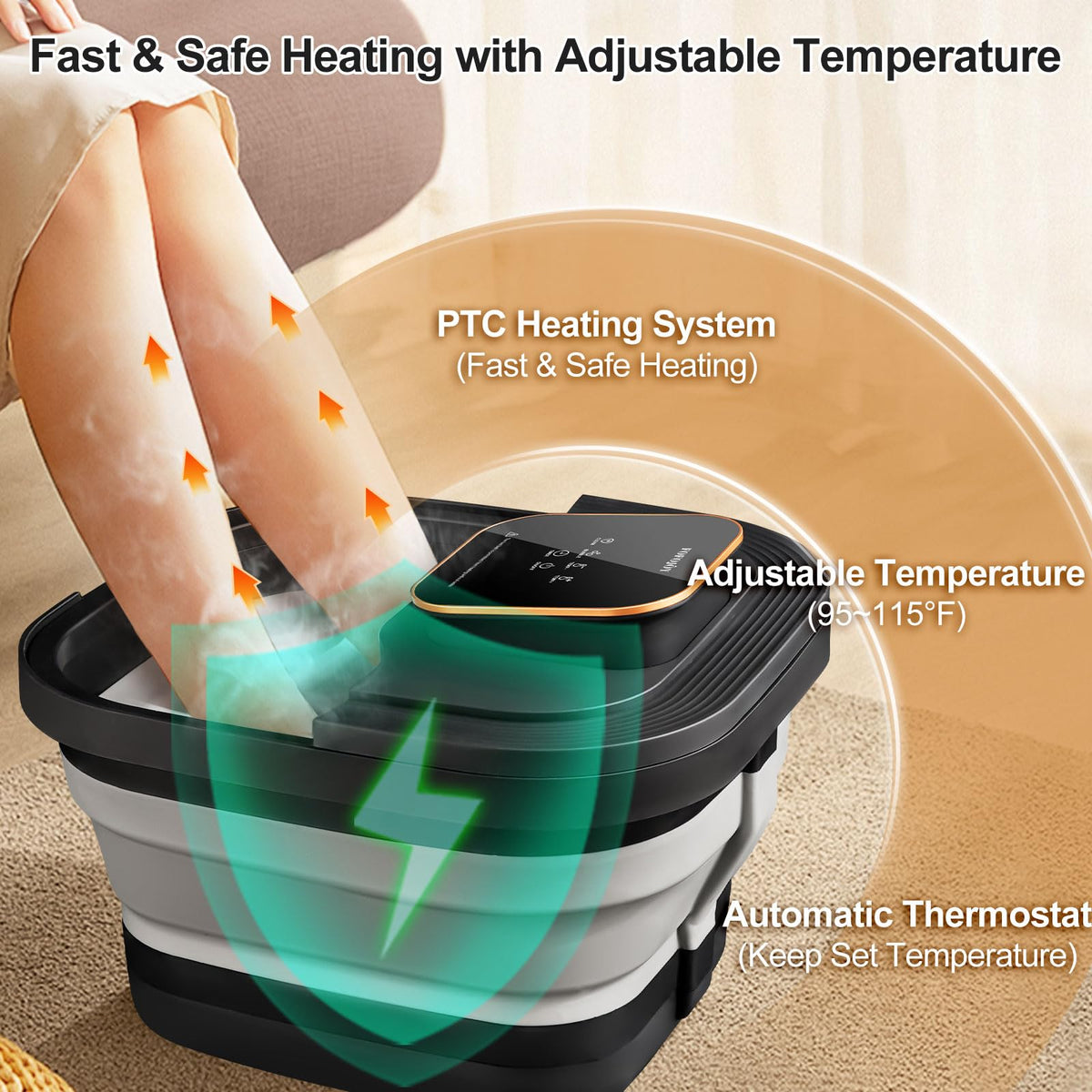 FOFOJÔY Collapsible Foot Spa Bath with Heat, Massage, Bubbles and Pedicure Kit