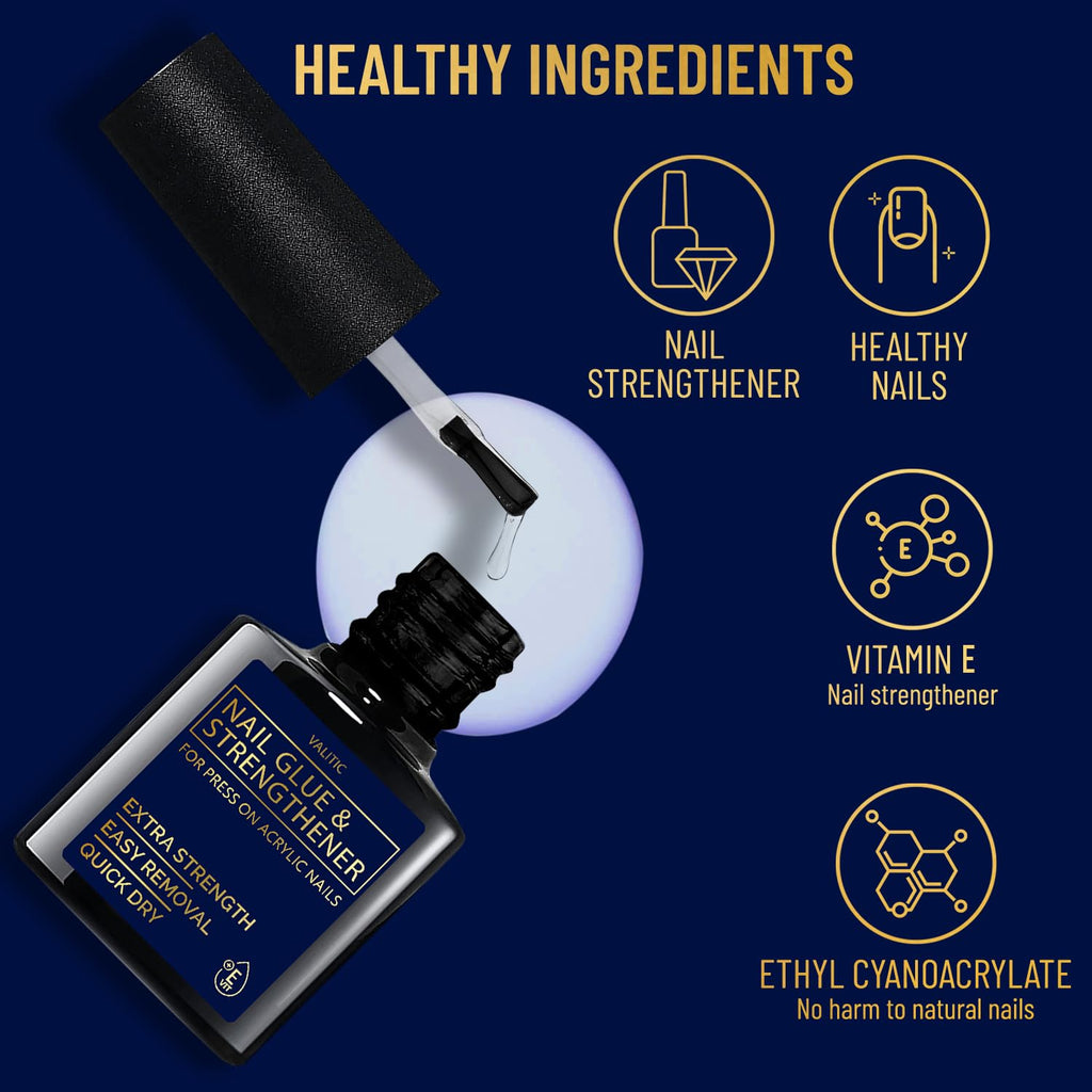 Valitic Nail Glue and Strengthener for Acrylic and Press-On Nails