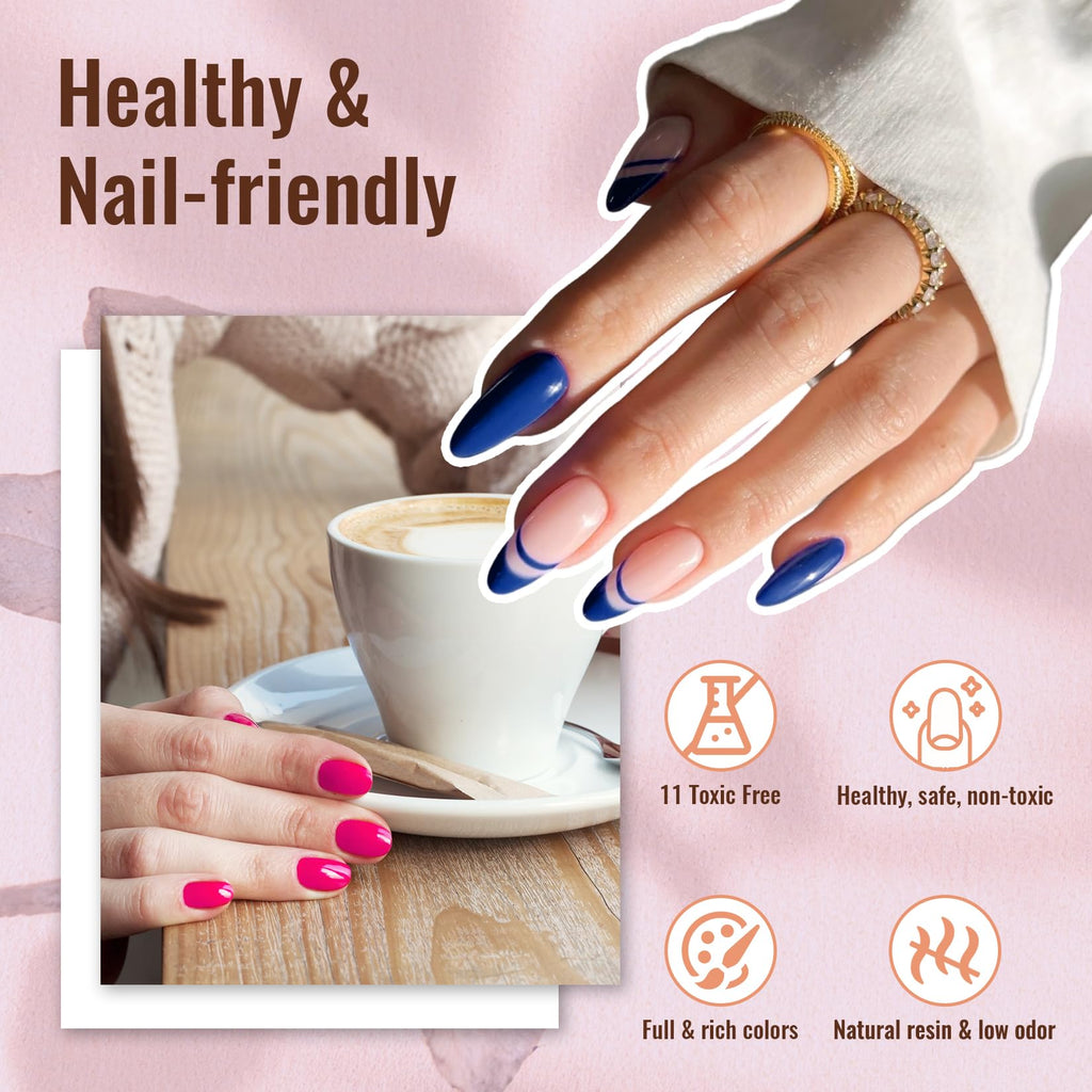 PHOENIXY Gel Nail Polish Kit with UV LED Lamp, 45 Colors and Top Coats