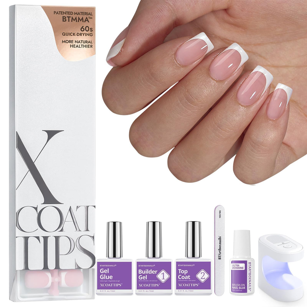 BTArtboxnails XCOATTIPS Press-On Nail Kit with UV-Curable Gel