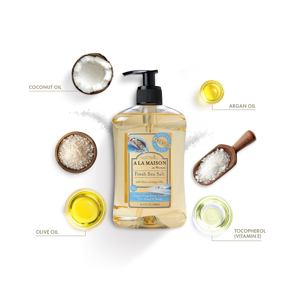 A LA MAISON French Liquid Hand Soap, Fresh Sea Salt, 3 Pack, 16.9 Fl Oz