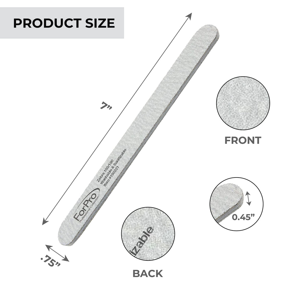 ForPro Professional Collection Zebra Foam Board Double-Sided Nail File
