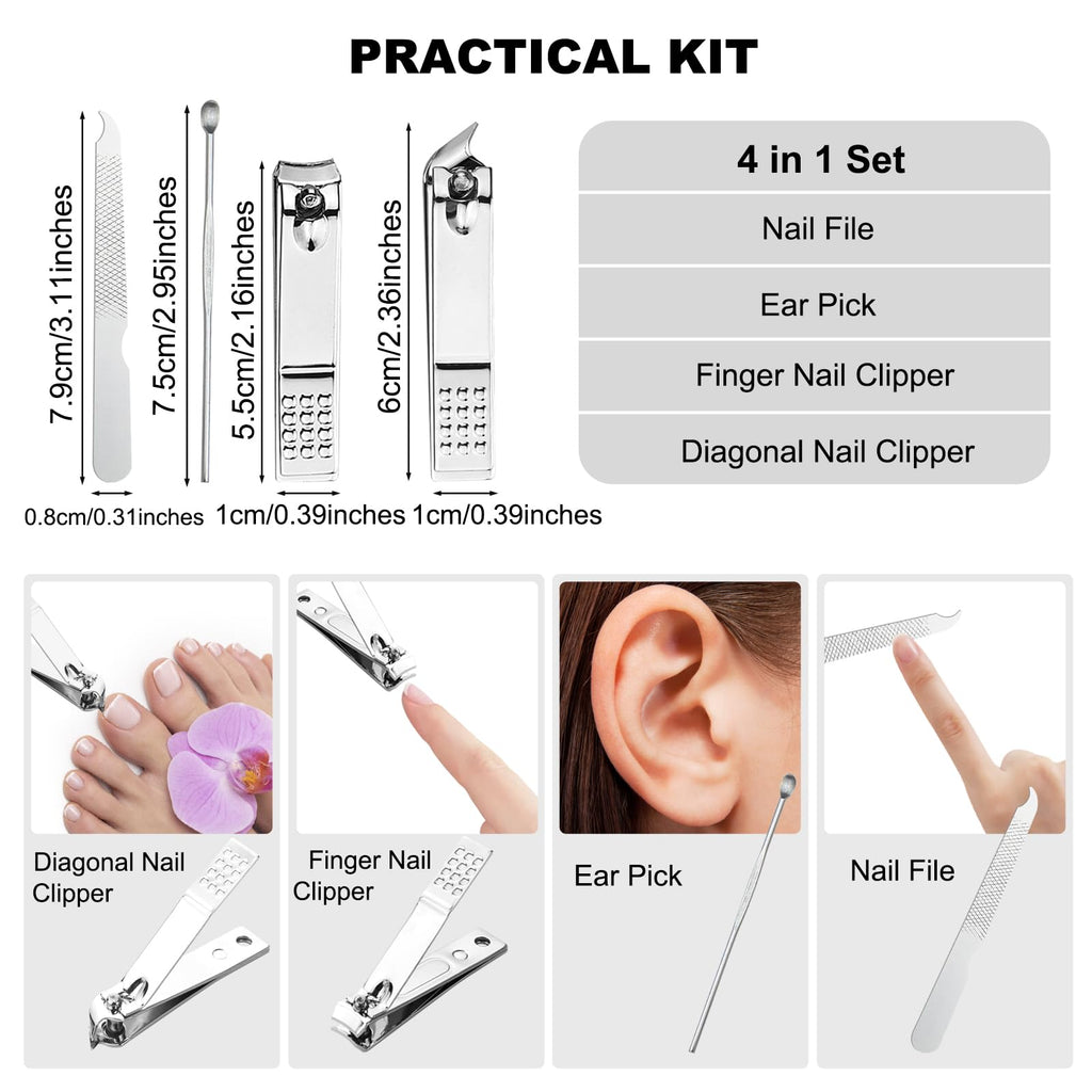 Stainless Steel 4-in-1 Nail Clipper Set with Case