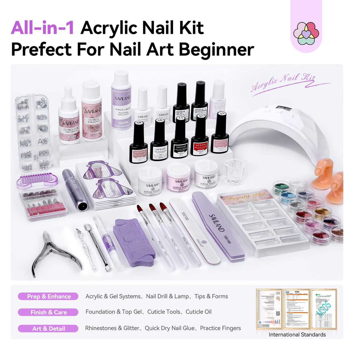 SAVILAND Acrylic Nail Kit for DIY Nail Extensions