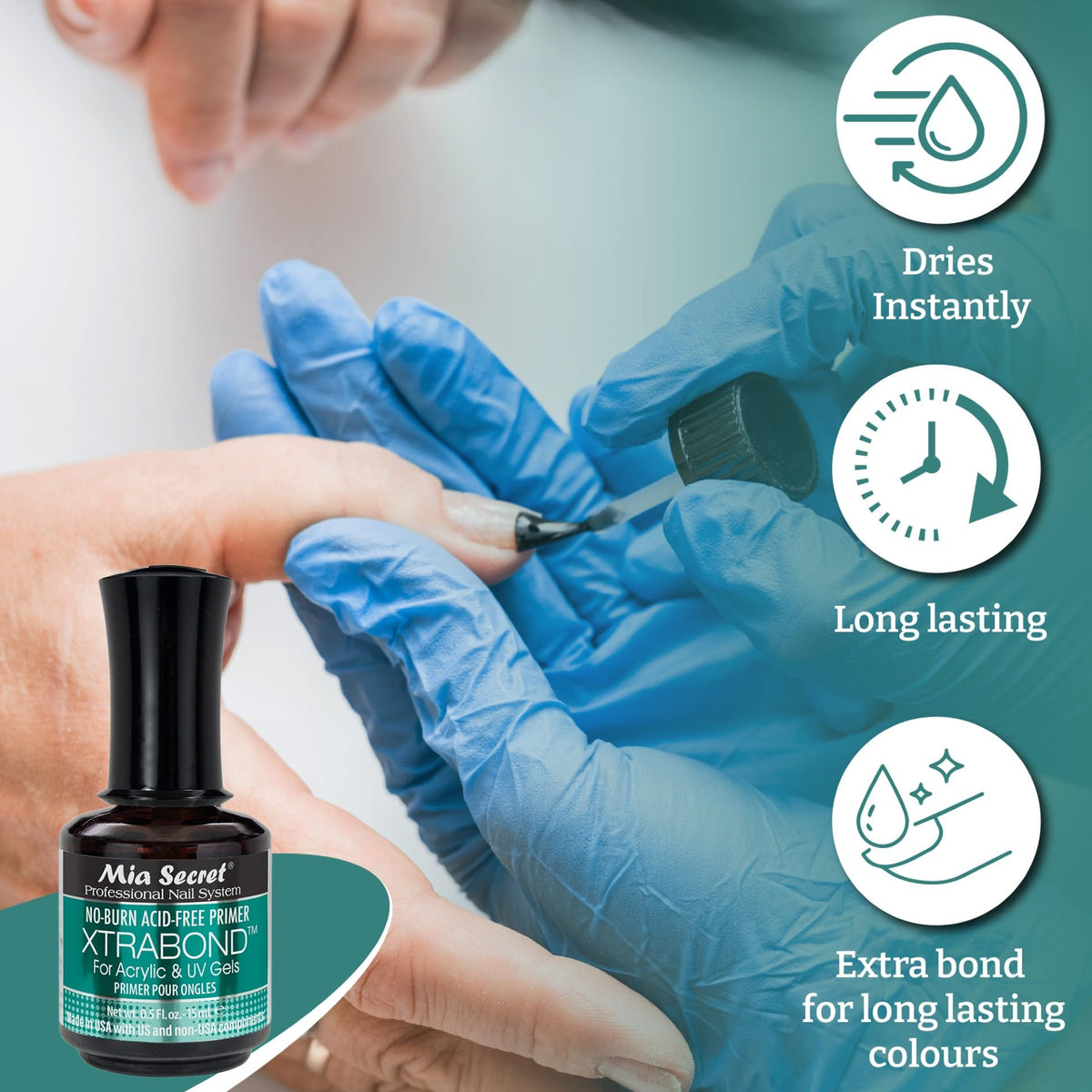Mia Secret XTRABOND 3-Piece No-Burn Acid-Free Nail Primer Set